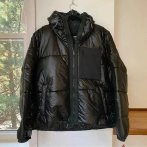 NWT Free People Right Trek Backpack Puffer Jacket Coat Shine Black Sz Large - Picture 1 of 12