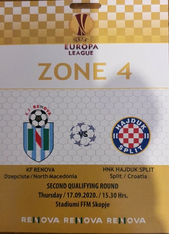 Republic of North Macedonia/Football tickets/2020 Renova-Hajduk Split Cover