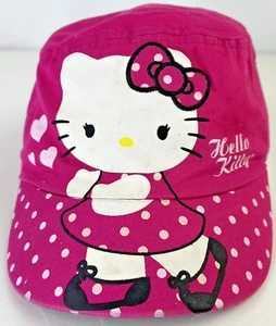 Hello Kitty Pink Kids Denim Baseball / Painters Hat Cap Youth Stretch Elastic - Picture 1 of 7