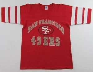 Vintage Logo 7 SAN FRANCISCO 49er's NFL Team V Neck Raglan T Shirt Size M - Picture 1 of 6