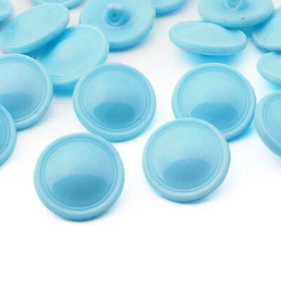 Lot (24) Vintage Czech concentric circle domed  blue glass buttons 18mm - Image 1 of 2