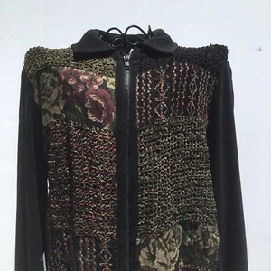 First Option Ladies Jacket Black Herringbone Zip Jacket Size Medium Made In USA - Picture 1 of 10