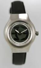 Fossil Watch Womens Big Tic Stainless Steel Silver Leather Black 50m Quartz
