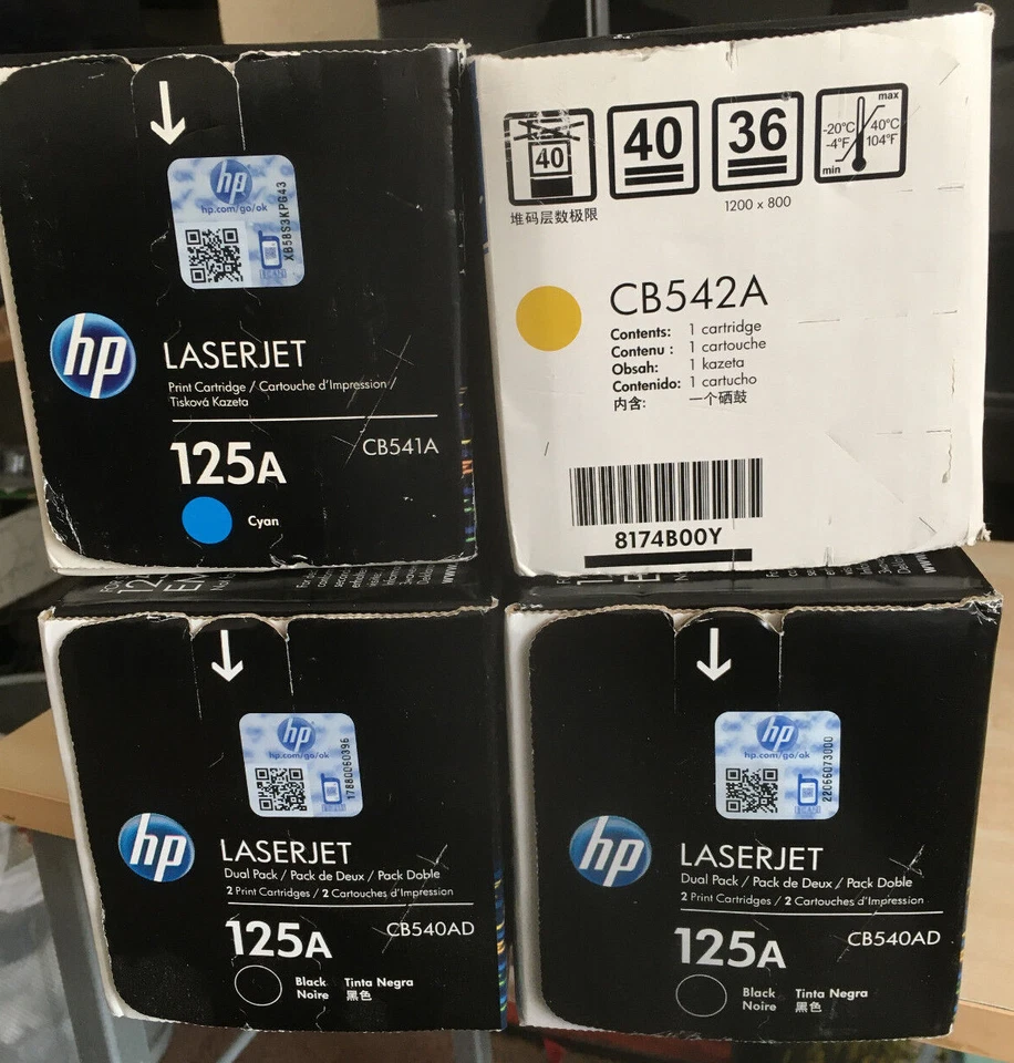 HP 125A BLACK, CYAN & YELLOW NO MAGENTA CP1215 CM1312MFP CP1515N 1518NI VAT INC - Image 1 of 1