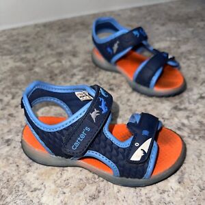 Carters Sandals Kids Size 8 Blue Shark Athletic Sneaker Casual Toddler Sports