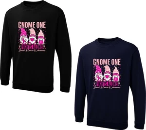 Gnome One Fights Alone Brustkrebs Bewusstsein Pullover Pink Ribbon Warrior Top - Bild 1 von 4