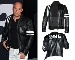 Vin Diesel Fate of the Furious Premier Black Real Leather Racer Jacket Suzahdi - Picture 1 of 3