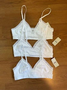 JENNI CORE BRALETTE 95% COTTON WOMENS SIZE S SMALL WHITE LOT OF 3 NEW - Picture 1 of 3