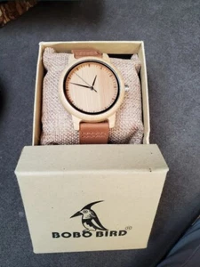 Bobo Bird Bamboo Wood Watch with Leather Strap - Picture 1 of 5