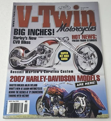 2006 V-Twin Motorcycles Magazine Harley CVO Bikes Arlin Fatland Saxon Sturgis - Imagem 1 de 4