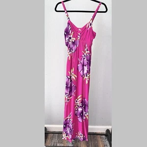 ALOHA FASHION HAWAIIAN FASHION Pink Purple Floral Maxi Dress OS One Size NWT - Picture 1 of 10