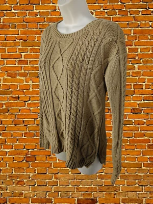 WOMENS NEXT SIZE UK 6 CAMEL CHUNKY CABLE KNIT CASUAL SIDE ZIPS JUMPER SWEATER - Image 1 of 3