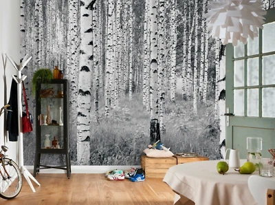 Dining Room forest Wallpaper Mural easy to apply thick paper birch trees decor - Image 1 of 4