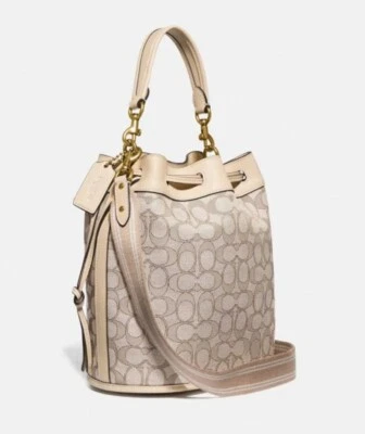 NWT Coach Field Bucket Signature Jacquard Leather, Ivory, C3853, MSRP $350 - Image 1 of 2