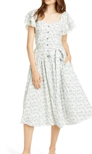 La Vie Rebecca Taylor Midikleid Mohnblumen Drop Waist Rüschenärmel Small Sun - Bild 1 von 14