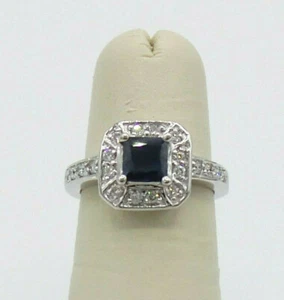 Zales .20Ct Diamond And .50 Ct 14KT Sapphire Gemstones Anniversary Fine Ring - Picture 1 of 9