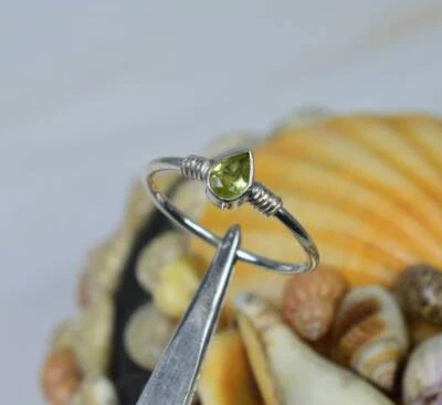 Natural Green Peridot Gemstone Ring,925 Sterling Silver,Gift,All Sizes 3 to 14 - Image 1 of 4