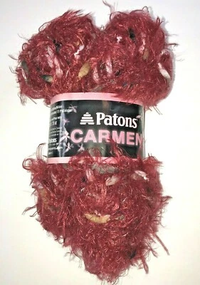 Madeja Patons Carmen Hilado Vino Tinto 5 Artesanías Voluminosas Madeja Parcial Abierta Foto 1 de 4