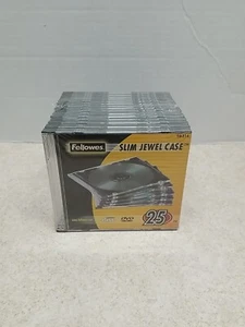Jewel Case Clear/Black 25/Pack NEW Fellowes Slim 98316 25 Slim Cases Disc , - Picture 1 of 3