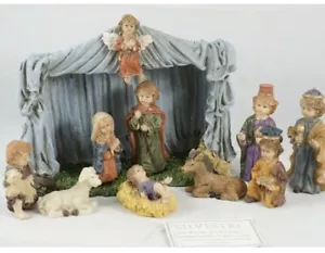 10 Piece Nativity Children Silvestri Mary Joseph Jesus Shepherd Kings Crèche - Picture 1 of 12