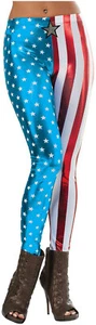 Shiny Patriotic Women's Marvel Universe Captain America Adult Metallic Leggings - Picture 1 of 1