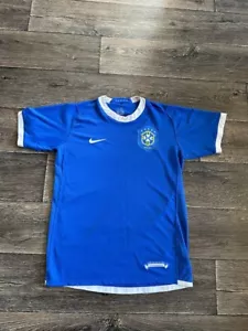 Camiseta De Colección Nike Selección Brasil Visitante 2006 Fútbol Azul Hombre Pequeña - Imagen 1 de 11