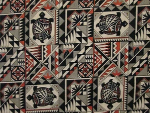 Navajo Native American Totem Turtle Orange Black Cotton Fabric FQ - Picture 1 of 6