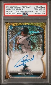 2023 Bowman Chrome Prospect Autographs Gold Shimmer Marco Vargas PSA 10/10 - Picture 1 of 1
