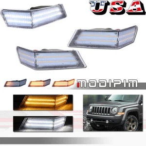 2PCS Clear Left & Right Corner Lights DRL Turn Signal For Jeep Patriot 2007-2017 - Picture 1 of 11