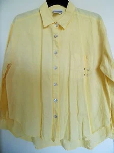 Camicia donna manica lunga Coldwater Creek giallo lino misto rayon taglia L - Foto 1 di 4