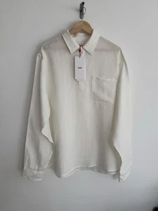 Orlebar braun "Shanklin" 100% Leinen Streifen Overhead Hemd creme Large ***NEU*** - Bild 1 von 16