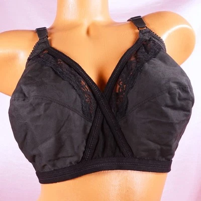Sujetador vintage negro de algodón y nailon encaje copa suave sin aros sujetador cobertura completa talla 42D Foto 1 de 4