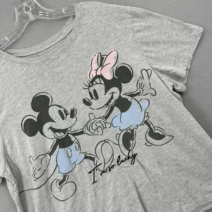 Disney Mickey Minnie Mouse Short Sleeve T-shirt Womens Plus 3X I'm So Lucky Gray - Picture 1 of 10