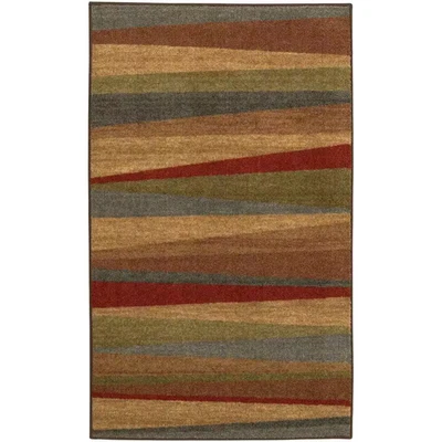 MOHAWK HOME Throw Rug Area Sunset Sierra 3 Ft. X 4 Ft. Machine Washable Striped Pattern