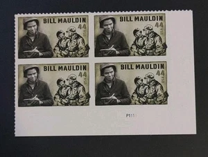 US Stamps Bill Mauldin 44c Stamp Plate Block of 4 Scott #4445. MNH. Free Ship! - Picture 1 of 2