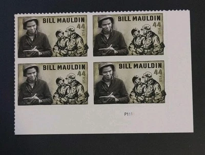 US Stamps Bill Mauldin 44c Stamp Plate Block of 4 Scott #4445. MNH. Free Ship! - Image 1 of 2