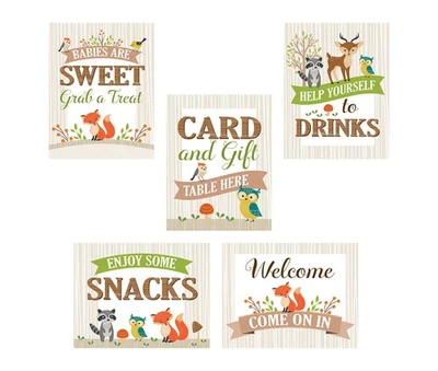 Set of 5 Woodland Baby Shower Decor Signs - Image 1 of 4