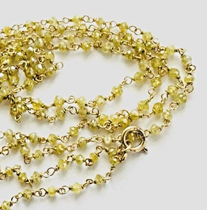 750 Yellow Gold Fancy Yellow Briolette Diamond Strand Necklace 31.5" - Picture 1 of 11