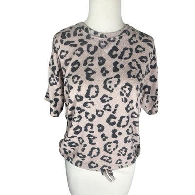 Jessica Simpson Rosa Leopardo Terry Francés Corbata Frontal Top Niñas Talla XL 14/16 Foto 1 de 4