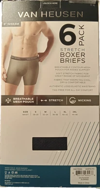 Van Heusen Stretch Boxer Briefs 6-Pack Black Size Small (28-30) NWT - Image 1 of 3