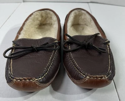 Zapatillas mocasín de cuero forradas de piel de oveja marrón talla 7 D L.L.Bean para hombre Foto 1 de 4