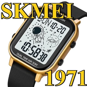 SKMEI Digital Watch - Rectangle Astronaut Dial Wristwatch for Students & Boys - Picture 1 of 10