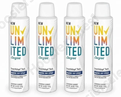 4 PACK -  Degree Unlimited MARINE Dry Spray Antiperspirant Deodorant 3.8 oz Each - Image 1 of 4