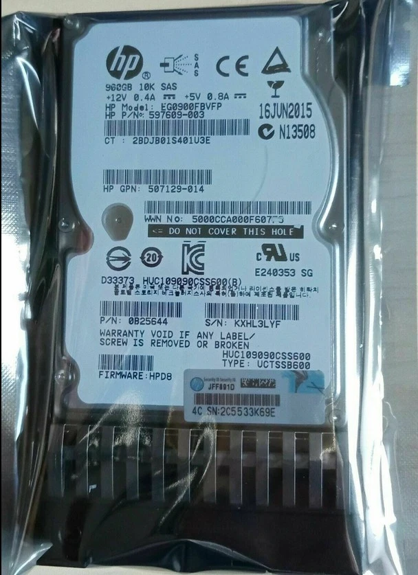 HP C8S59A 730703-001 MSA 900GB Ent 6G 10K RPM SAS 2.5 in DP HP HDD Hard Drive - Image 1 of 4