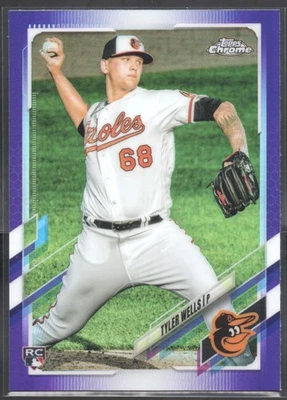 2021 Topps Chrome Tyler Wells Purple Refractor RC Baltimore Orioles Rookie - Image 1 of 2