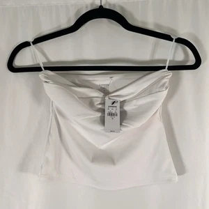 New Express Crop Top Women's XS White Ribbed Sleeveless Pull On Bodt Contour - Picture 1 of 6