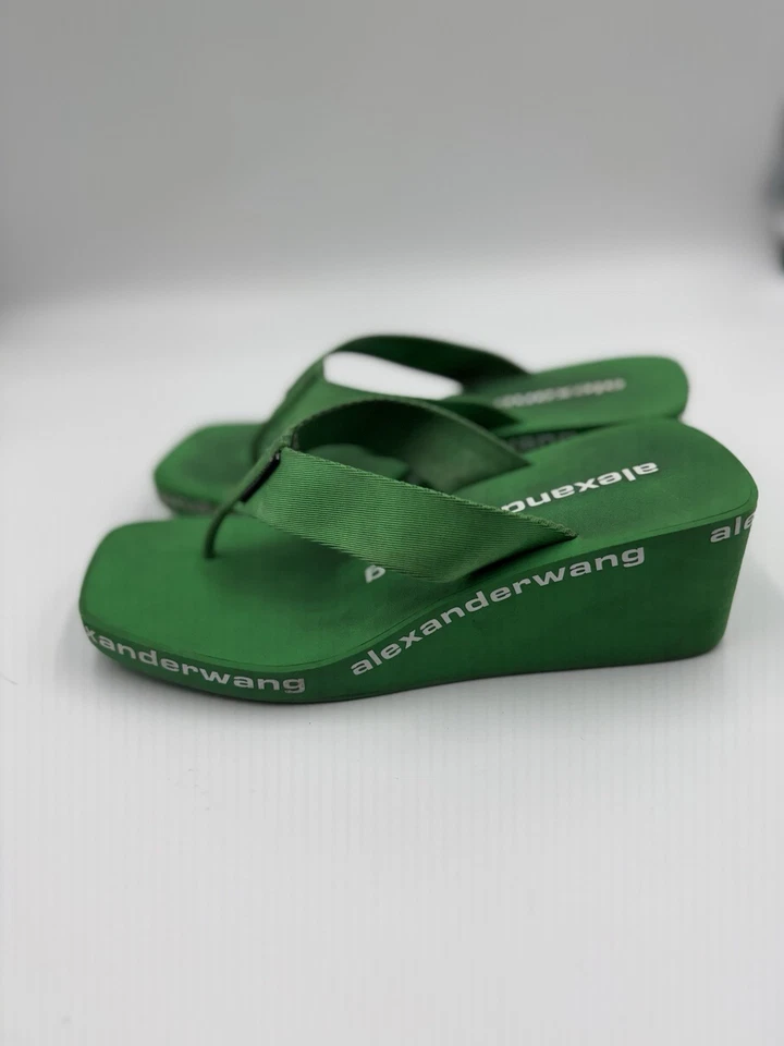 Sandalia de diseñador con cuña verde Alexander Wang talla 7,5 W EU 37 Foto 1 de 4