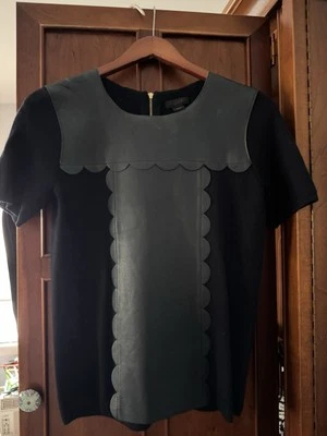 Suéter para mujer JCrew 100 % lana merino con detalle frontal de cuero talla S Foto 1 de 4