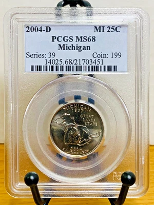 2004-D Washington Quarter Michigan PCGS MS68 Mint State 68 #21703451 - Image 1 of 2