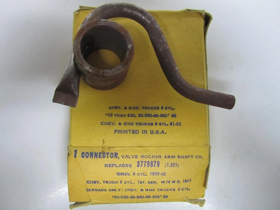 59-62 Chevrolet 6cyl Valve Rocker Arm Shaft Oil Connector BOWMAN 3779879 - Image 1 of 1